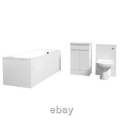 Nes Home White 500mm PVC 2 Doors Vanity WC Unit BTW Toilet and Bath Set