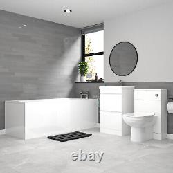 Nes Home White 500mm PVC 2 Drawers Vanity WC Unit BTW Toilet and Bath Set