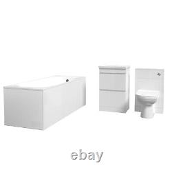 Nes Home White 500mm PVC 2 Drawers Vanity WC Unit BTW Toilet and Bath Set