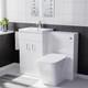 Nes Home White 500mm Vanity Basin Cabinet Wc Unit & Square Btw Toilet