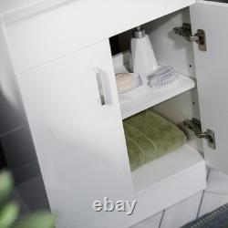 Nes Home White 500mm Vanity Basin Cabinet WC Unit & Square BTW Toilet
