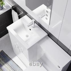 Nes Home White 500mm Vanity Basin Cabinet WC Unit & Square BTW Toilet