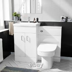 Nes Home White 500mm Vanity Basin Unit & WC Unit & Chem Back to Wall Toilet