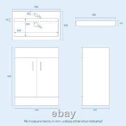 Nes Home White 500mm Vanity Basin Unit & WC Unit & Chem Back to Wall Toilet