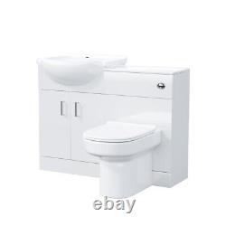 Nes Home White 550mm Vanity Basin Unit, WC Unit & Chem Back To Wall Toilet