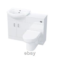 Nes Home White 550mm Vanity Basin Unit, WC Unit & Chem Back To Wall Toilet