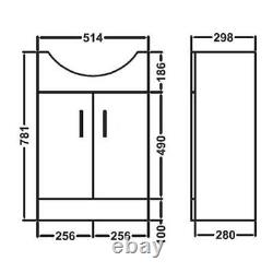 Nes Home White 550mm Vanity Basin Unit, WC Unit & Chem Back To Wall Toilet