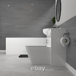 Nes Home White Basin Vanity, WC Unit, Square Back To Wall Toilet & 1700mm Bath