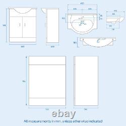 Nes Home White Basin Vanity, WC Unit, Square Back To Wall Toilet & 1700mm Bath