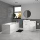 Nes Home White Basin Vanity With Wc Unit, Rimless Btw Toilet & 1700mm Bath Suite