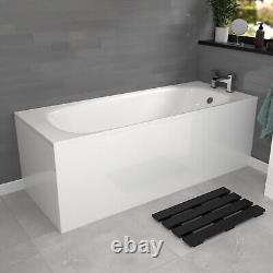 Nes Home White Basin Vanity With WC Unit, Rimless BTW Toilet & 1700mm Bath Suite