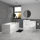 Nes Home White Basin Vanity With Wc Unit, Round Btw Toilet & 1700mm Bath Suite