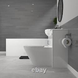 Nes Home White Basin Vanity With WC Unit, Round BTW Toilet & 1700mm Bath Suite