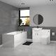 Nes Home White Basin Vanity With Wc Unit, Square Btw Toilet & 1700mm Bath Suite