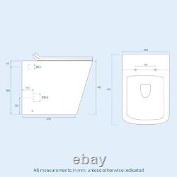 Nes Home White Basin Vanity With WC Unit, Square BTW Toilet & 1700mm Bath Suite