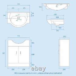 Nes Home White L-Shaped RH Shower Bath Basin Vanity Unit with WC & BTW Toilet