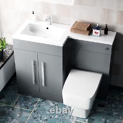 NesHome 1100mm LH Freestanding Grey Basin Vanity Unit with WC & BTW Toilet