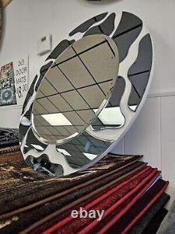 New Round Wall Mirror Spotted Design Heavy Duty Wood Backing Decor Mirror Vanity