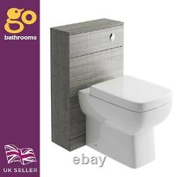 Newton Grey Oak Bathroom WC Back To Wall Toilet Unit With Concealed Cistern