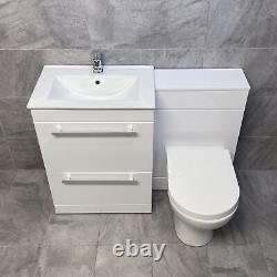 Nicky 1100mm or 1300mm Bathroom Vanity Set Sink Basin + WC Unit Inc Toilet White