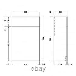 Nuie Arno Back to Wall WC Unit 500mm Wide Solace Oak Woodgrain