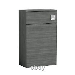 Nuie Arno Compact Anthracite Woodgrain Back to Wall WC Unit 500x260mm Modern