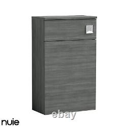 Nuie Arno Compact Anthracite Woodgrain Back to Wall WC Unit 500x260mm Modern