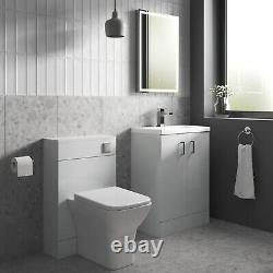 Nuie Arno Compact Back to Wall WC Unit 500mm W x 200mm D Wide Gloss Grey Mist