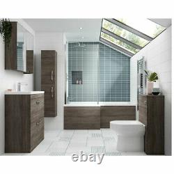 Nuie Athena Back to Wall WC Toilet Unit 500mm Wide Brown Grey Avola