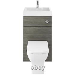 Nuie Athena Toilet and Basin Combination Unit 500mm Wide Brown Grey Avola