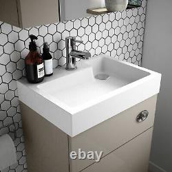 Nuie Athena Toilet and Basin Combination Unit 500mm Wide Brown Grey Avola