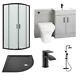 Nuie Quadrant Shower Enclosure Suite Grey 600mm Vanity Unit Wc & Pan Bathroom
