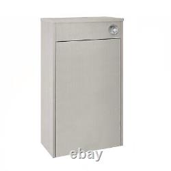 Nuie York Back to Wall WC Toilet Unit 500mm Wide Grey Woodgrain