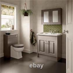 Nuie York Back to Wall WC Toilet Unit 500mm Wide Grey Woodgrain