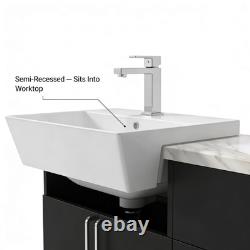 Oliver Black 1100mm Fitted Bathroom Vanity WC Chrome Handles Marble Top