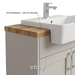 Oliver Cashmere 1300mm Shaker Fitted Bathroom Vanity WC Solid Oak Top