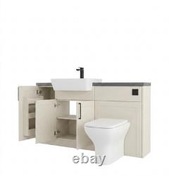 Oliver Cashmere 1500mm Shaker Fitted Bathroom Vanity WC Black Handles