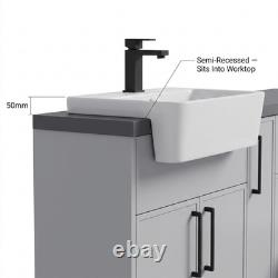 Oliver Dust Grey 1400mm Shaker Fitted Bathroom Vanity WC Black Handles
