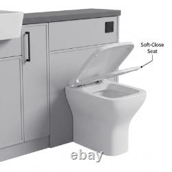 Oliver Dust Grey 1400mm Shaker Fitted Bathroom Vanity WC Black Handles