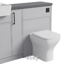 Oliver Dust Grey 1400mm Shaker Fitted Bathroom Vanity WC Black Handles