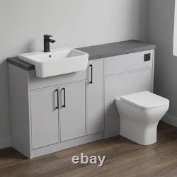Oliver Dust Grey 1400mm Shaker Fitted Bathroom Vanity WC Black Handles