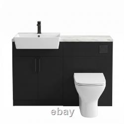 Oliver Matt Black 1200mm Fitted Bathroom Vanity Basin WC Unit Handles