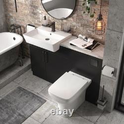Oliver Matt Black 1200mm Fitted Bathroom Vanity Basin WC Unit Handles