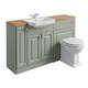 Oliver Sage Green 1400mm Shaker Fitted Bathroom Vanity Wc Oak Worktop