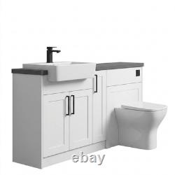 Oliver White 1400mm Shaker Fitted Bathroom Vanity WC Black Tap Handles