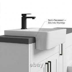 Oliver White 1400mm Shaker Fitted Bathroom Vanity WC Black Tap Handles