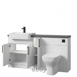 Oliver White 1400mm Shaker Fitted Bathroom Vanity WC Black Tap Handles