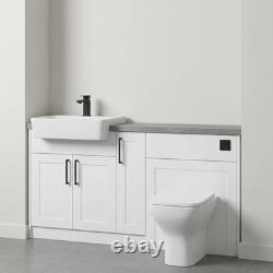Oliver White 1400mm Shaker Fitted Bathroom Vanity WC Black Tap Handles