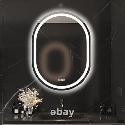 Oval Bathroom LED Mirror Wall Mounted Vanity with Front Back Lights 600x800 mm