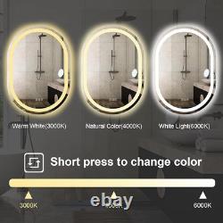 Oval Bathroom LED Mirror Wall Mounted Vanity with Front Back Lights 600x800 mm
